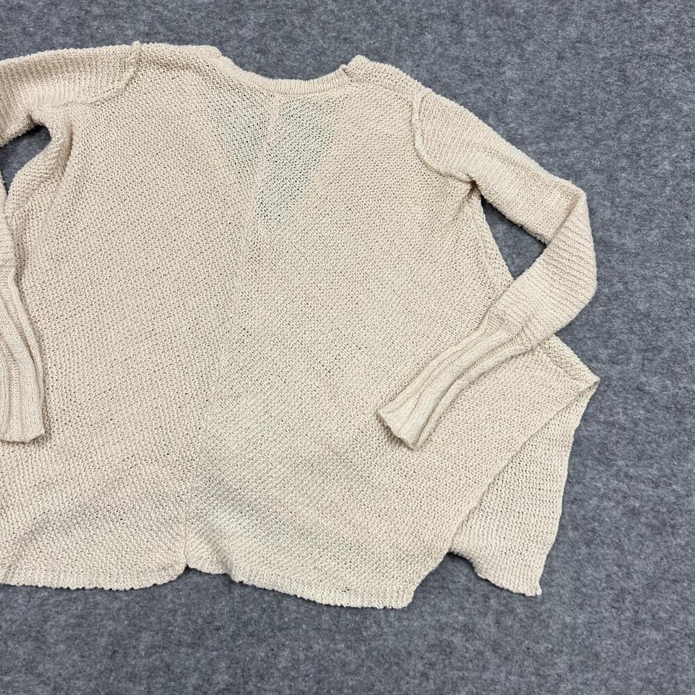 Free People Cardigan Sweater Womens S White Open Knit Lightweight Pockets Preppy - Picture 14 of 16